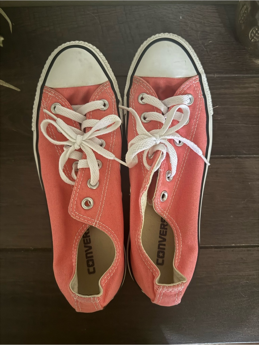 Converse Coral Canvas Low Top Sneakers — White Accents